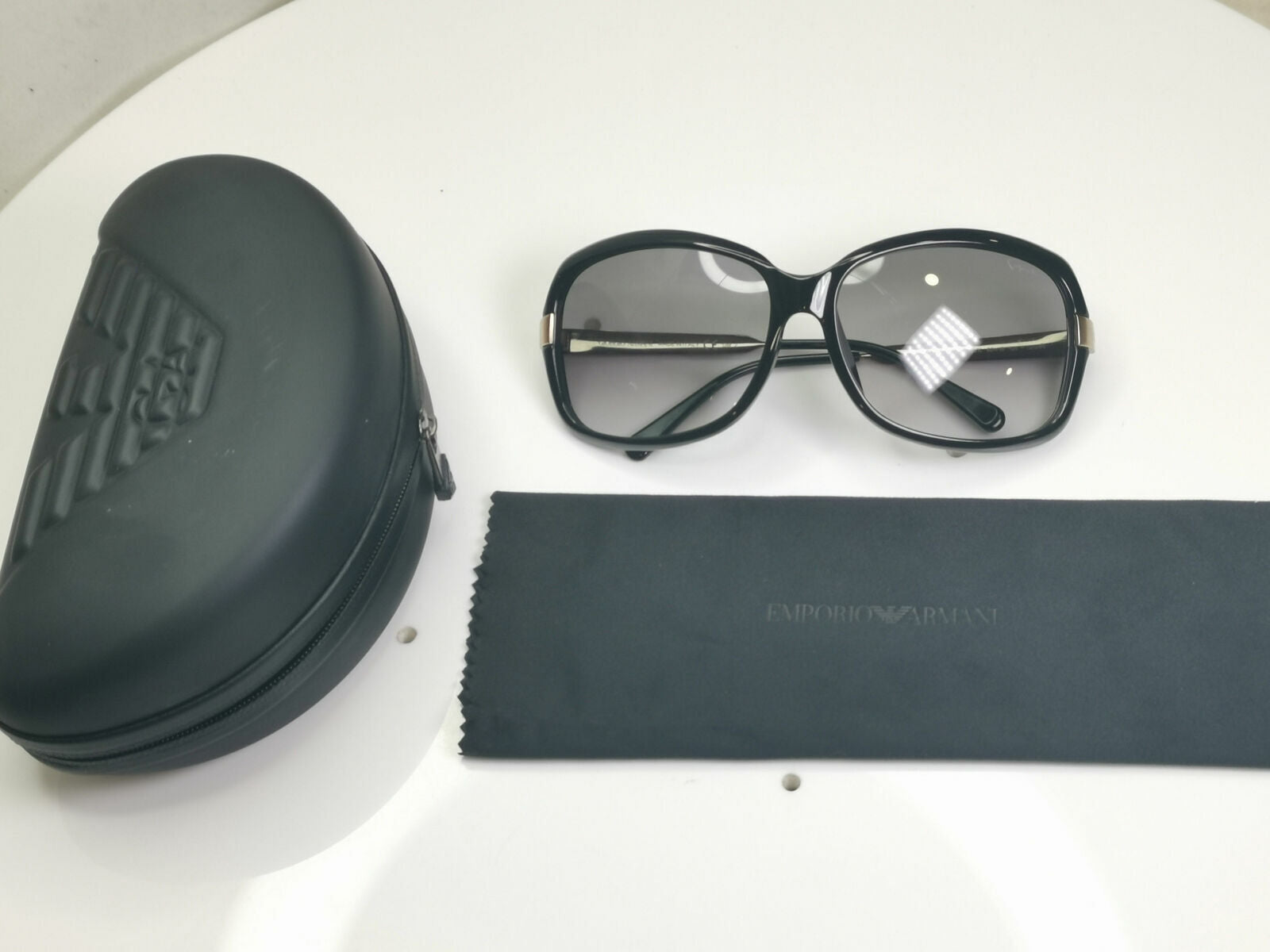 Giorgio Armani Stingray Leather Black Gold Sunglasses Womens GA 934 2E9VK 30343
