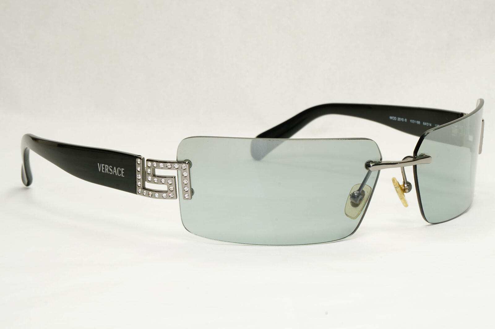 Versace Sunglasses 2004 Vintage Black Grey Mirror Rimless 2010-B 1001/88 140124