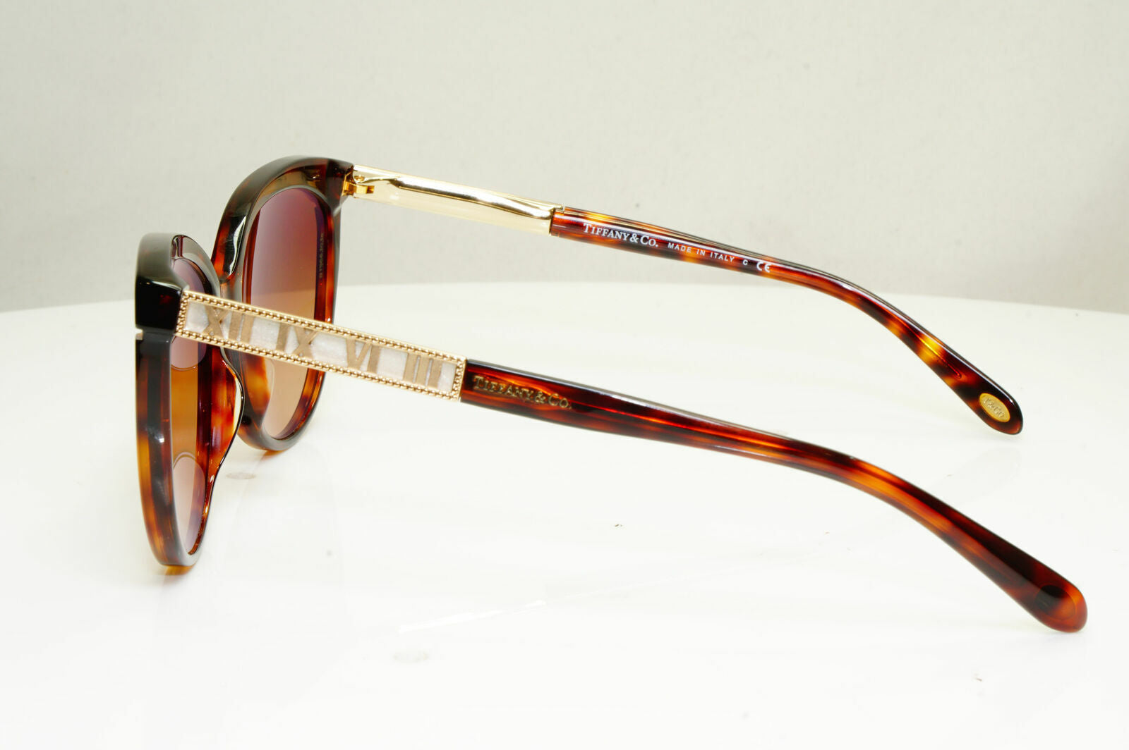 Tiffany & Co Gold Brown Sunglasses Roman Numbers Tortoise TF 4097 8002/3B 30069