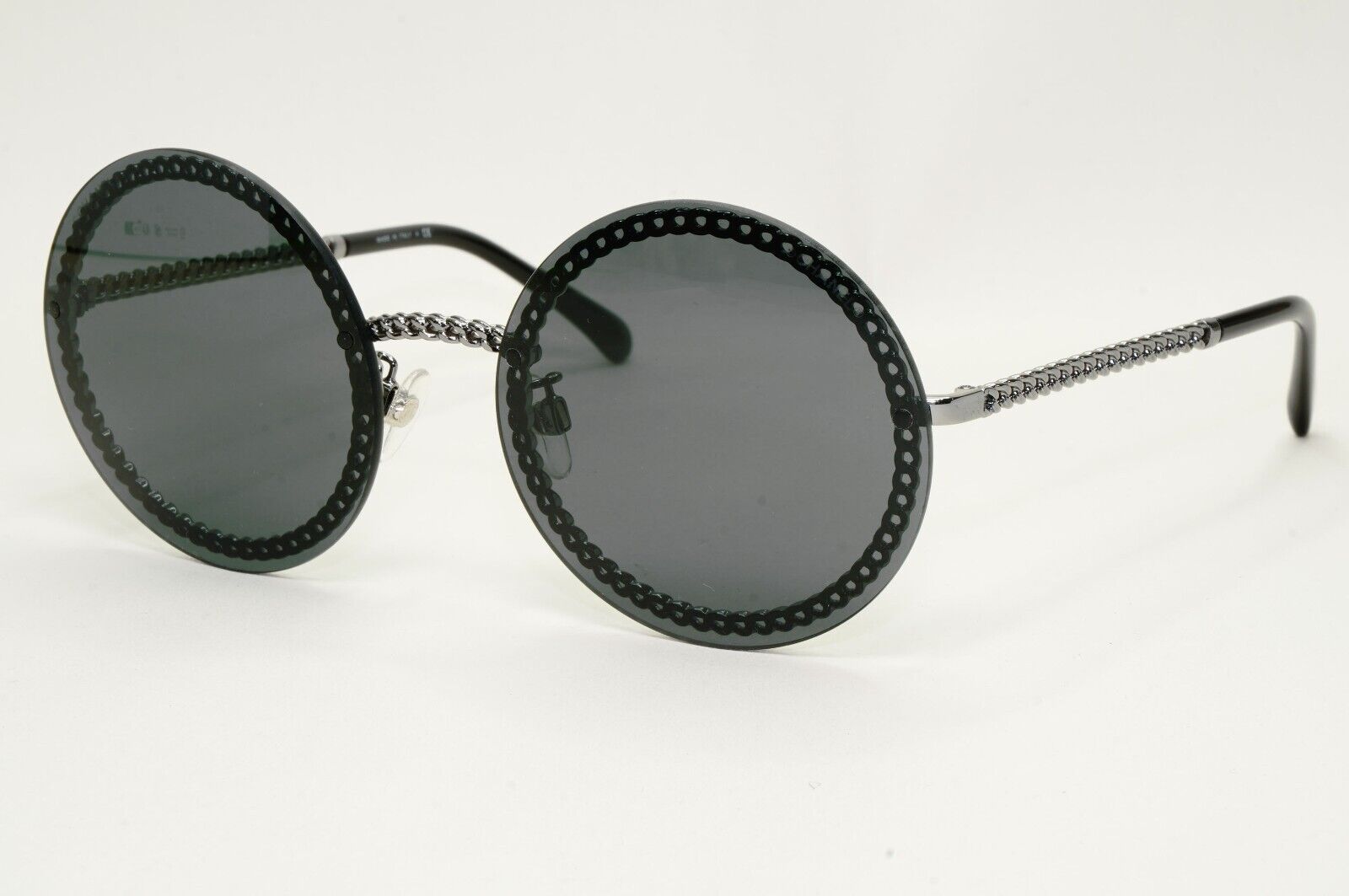 Chanel Sunglasses Chain Round Rimless Metal Gunmetal Grey CH 4245 c.108/S4