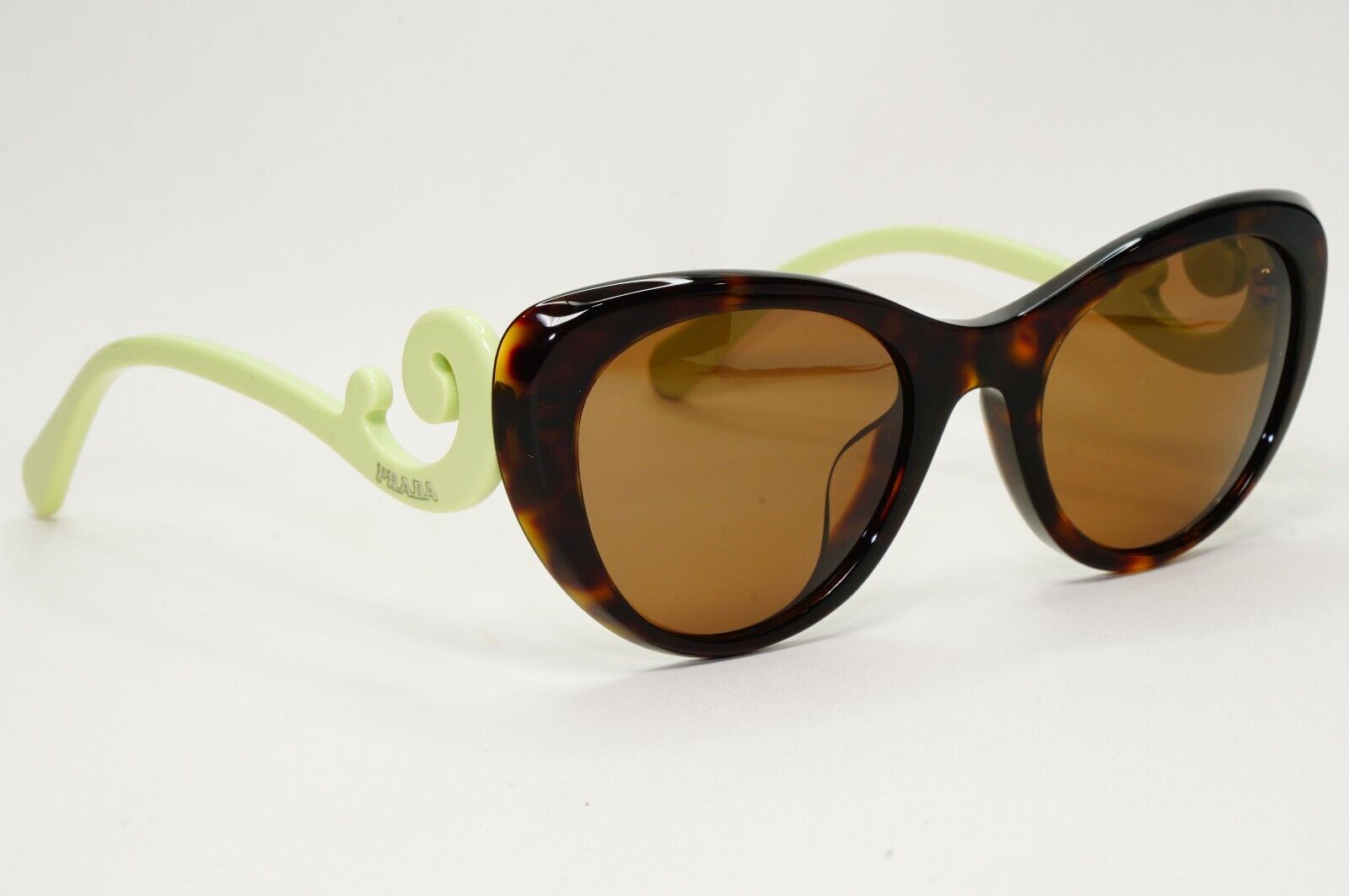 Prada Sunglasses Baroque Swirl Brown Green Cat Eye PR06QV-F VPR 06Q-F 2AU-1O1