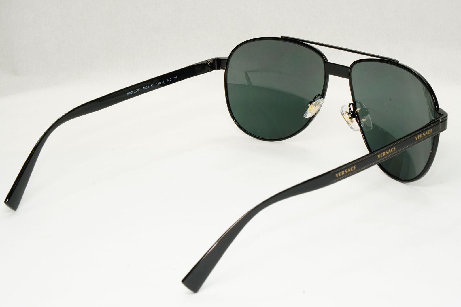 Versace Sunglasses Black Pilot Metal Fashion Designer MOD VE 2209 1009/87