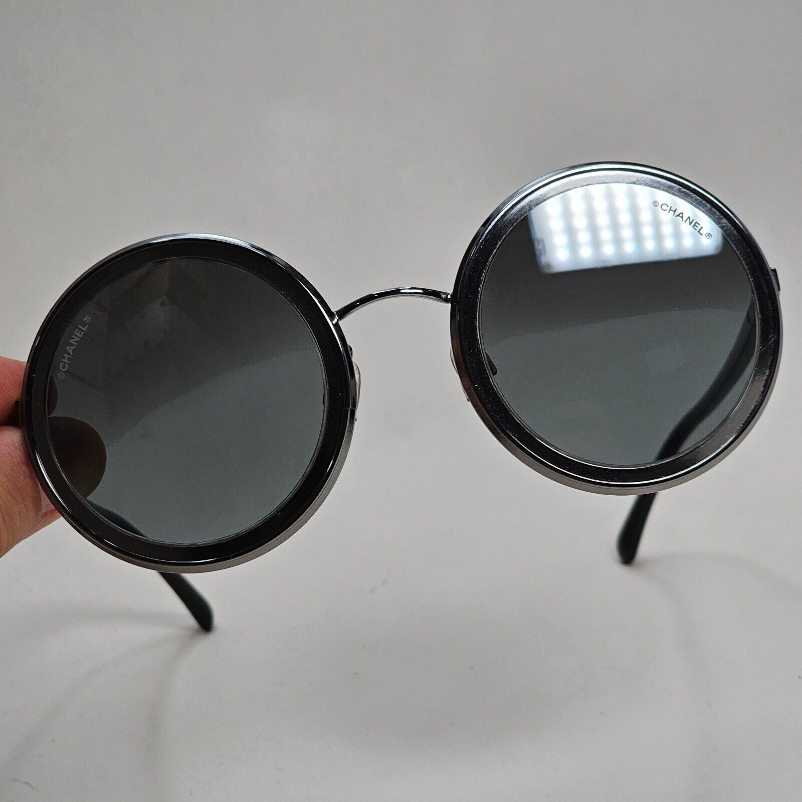 Chanel Sunglasses Round Mirror Grey Silver Black Circle 4226 c.108/W6 [a] 210924