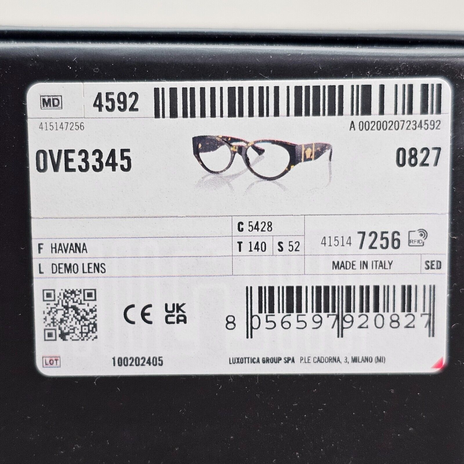 Versace Sunglasses Brown Black Gold Havana Marble Medusa MOD VE 3345 5428 52mm