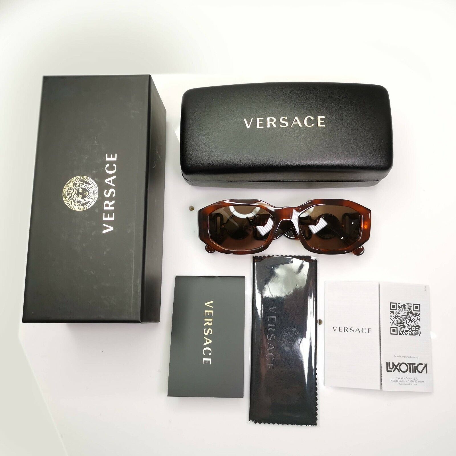 Versace Gold Medusa Brown Rectangle Mens Womens Sunglasses MOD 4361 5217/73