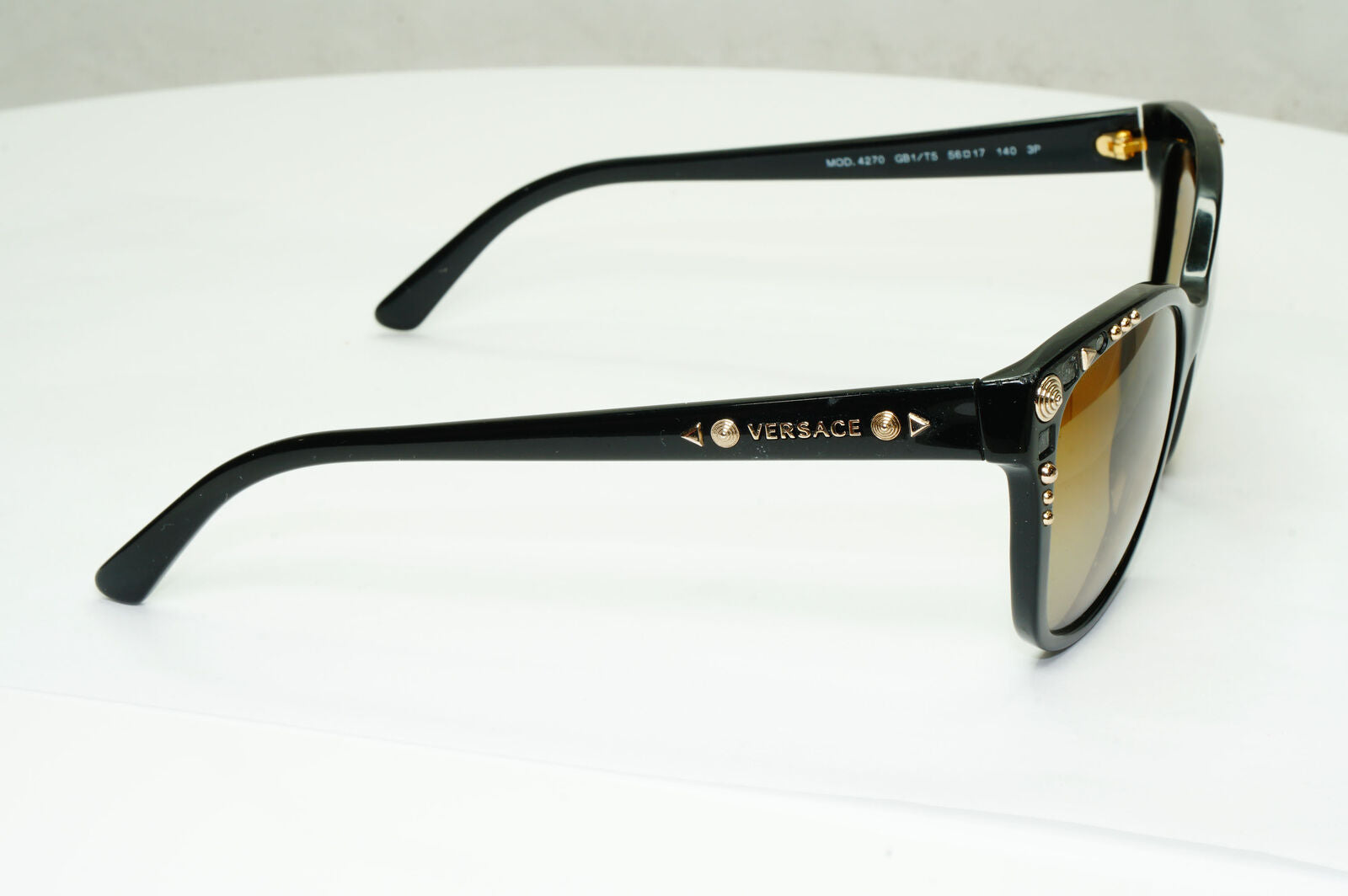Versace 2013 Sunglasses Polarized Black Brown Gold Studs MOD 4270 GB1/T5 180323