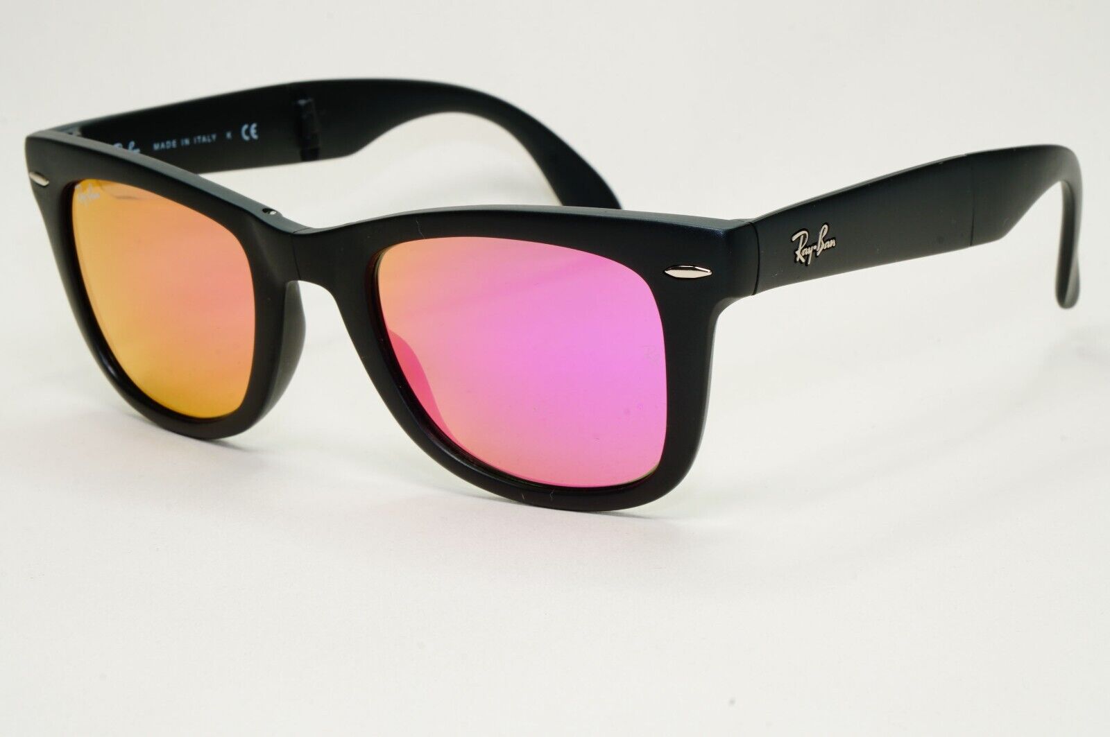 Ray-Ban Sunglasses Folding Wayfarer Black Pink Orange Mirror RB 4105 601-S/4T