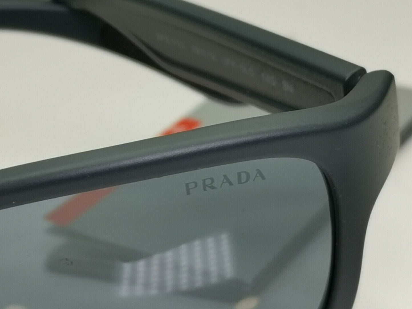 Prada Mens Grey Sunglasses Square Mirror SPS 01U UFK-5L0 Red Stripe [a] 38973