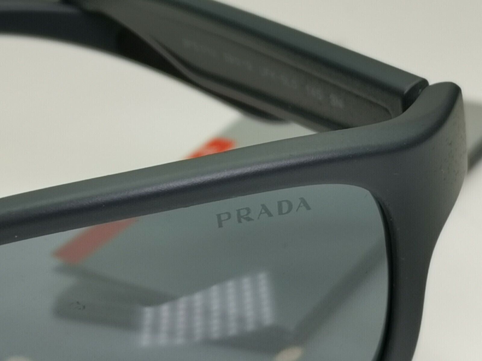 Prada Mens Grey Sunglasses Square Mirror SPS 01U UFK-5L0 Red Stripe [a] 38973