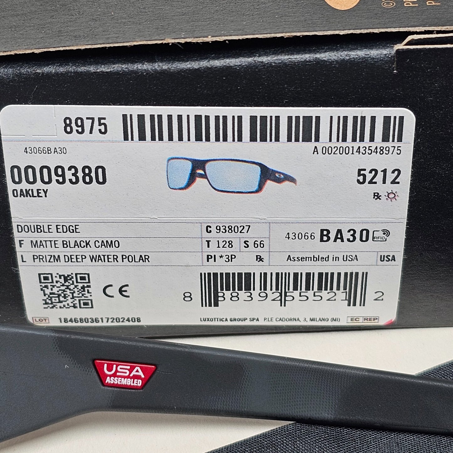 Oakley Sunglasses Polarised Double Edge Black Camo Blue Deep Water OO9380 27