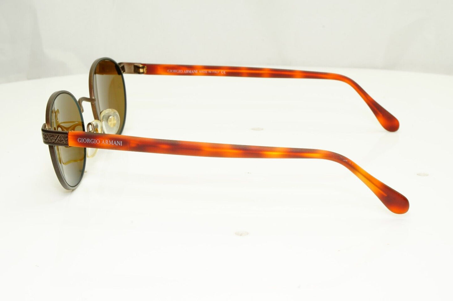 Giorgio Armani 1997 Vintage Sunglasses Oval Metal Brown Tortoise 633 883 49mm