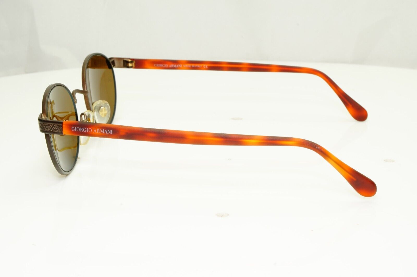 Giorgio Armani 1997 Vintage Sunglasses Oval Metal Brown Tortoise 633 883 49mm