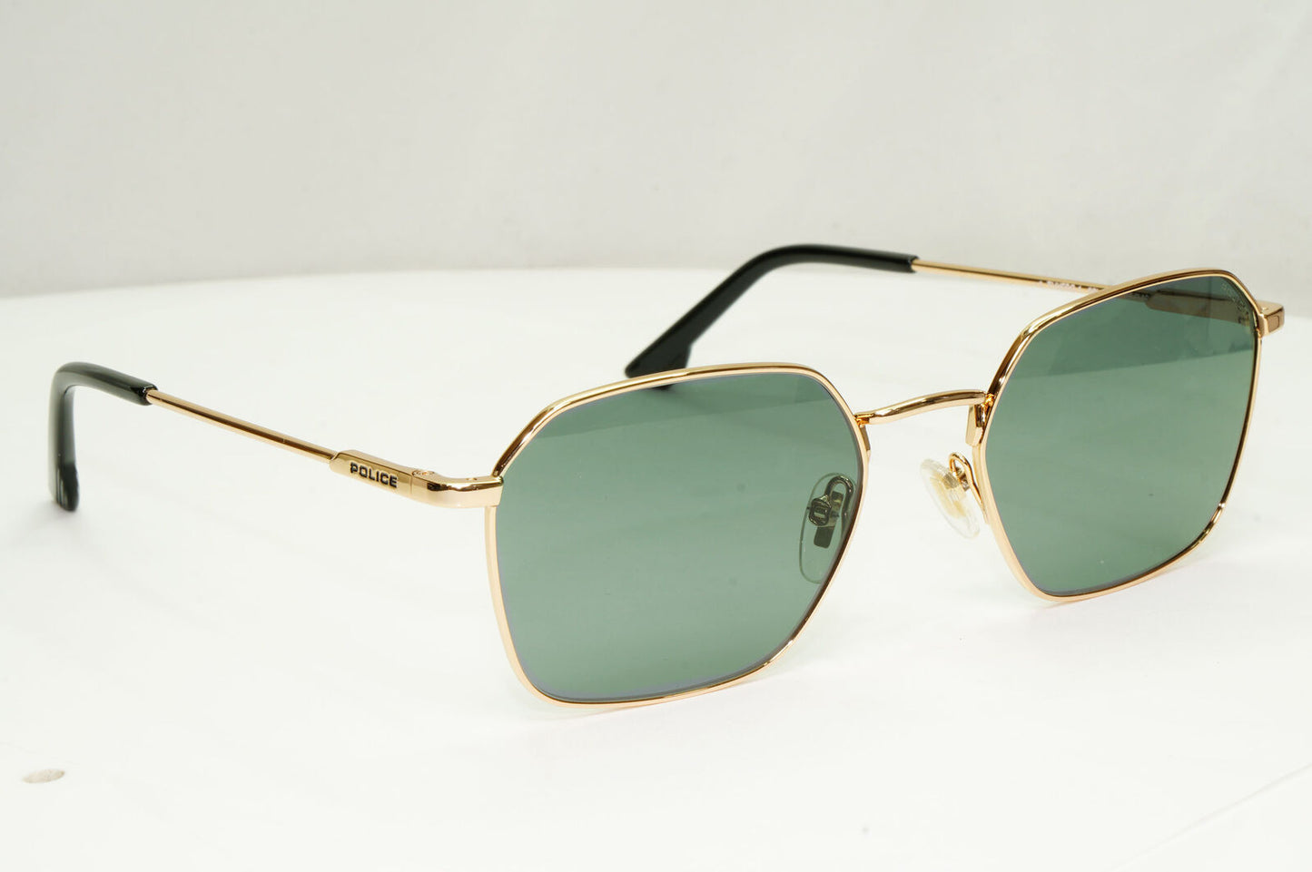 Police Gold Green Sunglasses Metal Mens Hexagonal Tuxedo 1 SPL 970C COL 0300