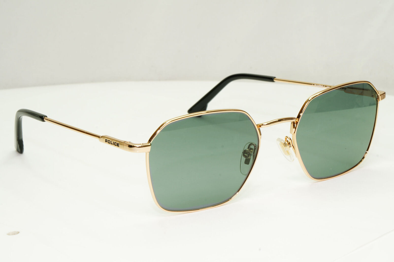 Police Gold Green Sunglasses Metal Mens Hexagonal Tuxedo 1 SPL 970C COL 0300