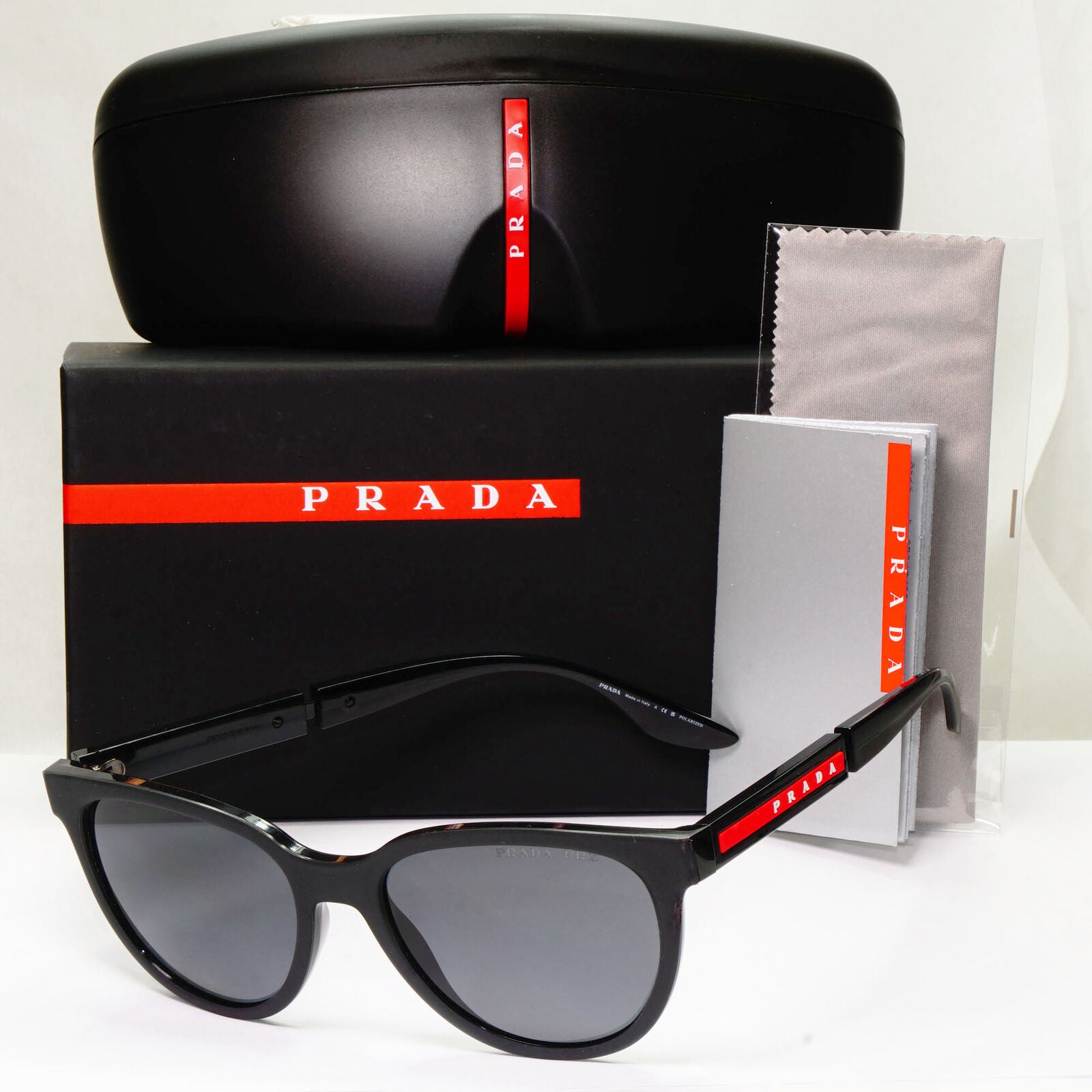Prada Sunglasses Polarized Black Sunglasses Square PS05XS SPS 05X DG0-02G 54mm