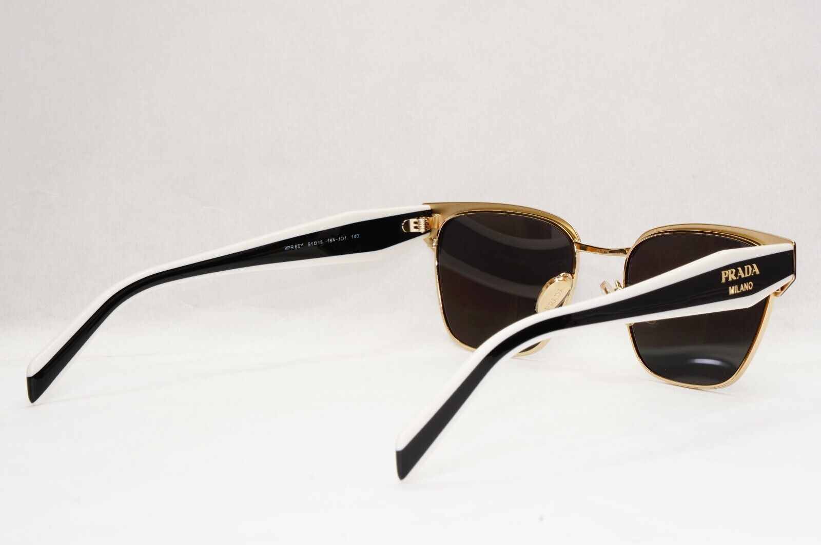 Prada Sunglasses Black Gold White Square Milano PR65YV VPR 65Y 18A-1O1 51mm