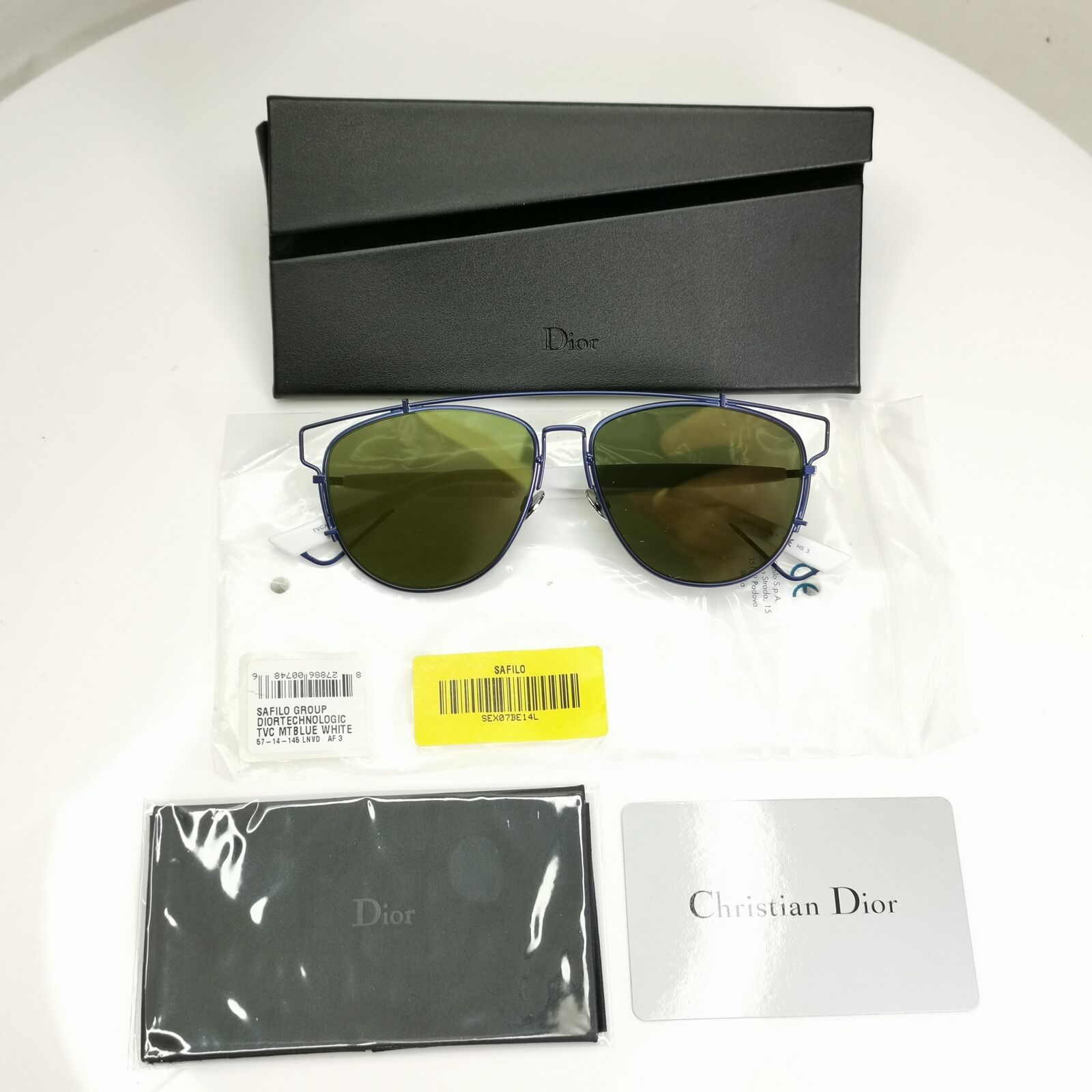 Authentic Dior Womens Sunglasses Flat Green Blue White Mirror Technologic TVCAF
