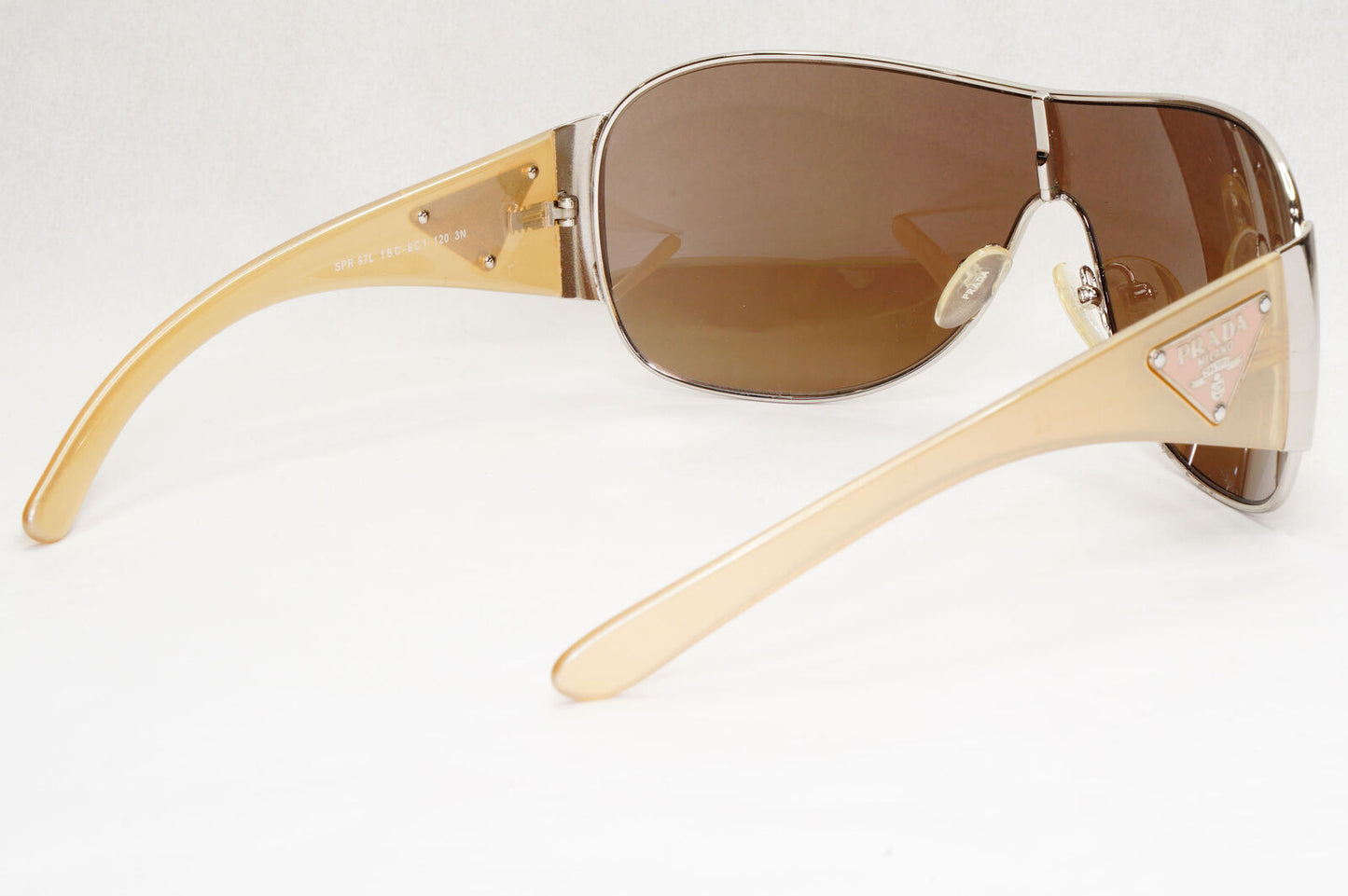 Prada Sunglasses 2010 Triangle Shield Silver Brown PR57LS SPR 57L 1BC-8C1 191223