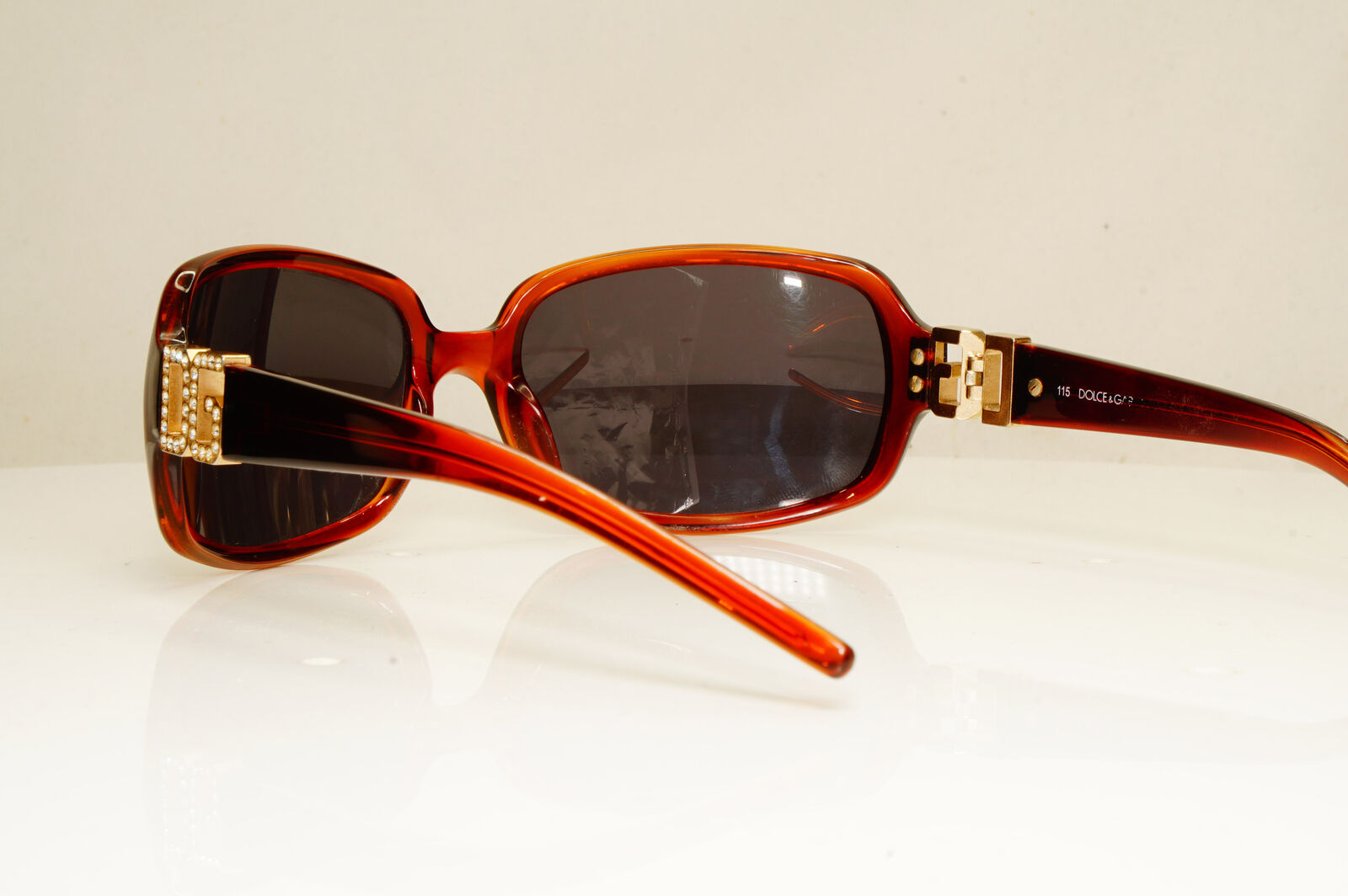 Dolce & Gabbana Brown Gold Diamante Womens Vintage Sunglasses D&G 810 K85 28655