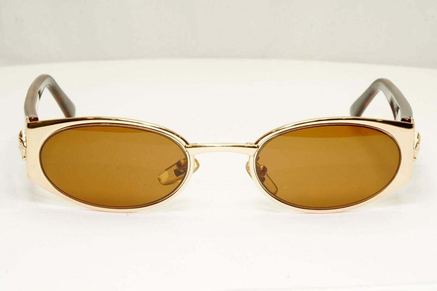 Gianni Versace 1996 Vintage Gold Brown Medusa Metal Sunglasses MOD X30 COL 030