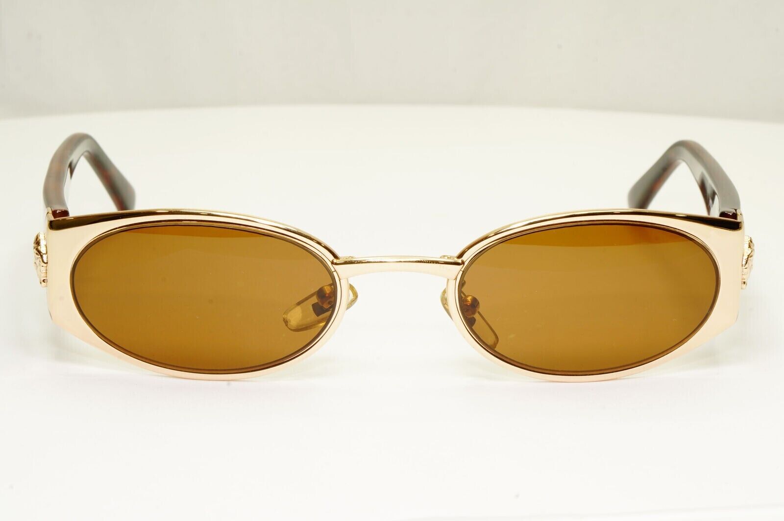 Gianni Versace 1996 Vintage Gold Brown Medusa Metal Sunglasses MOD X30 COL 030