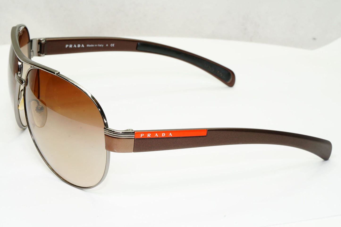 Prada Sunglasses Brown Pilot Red Stripe PS50IS SPS 50I 5AV-6S1 62mm 280323