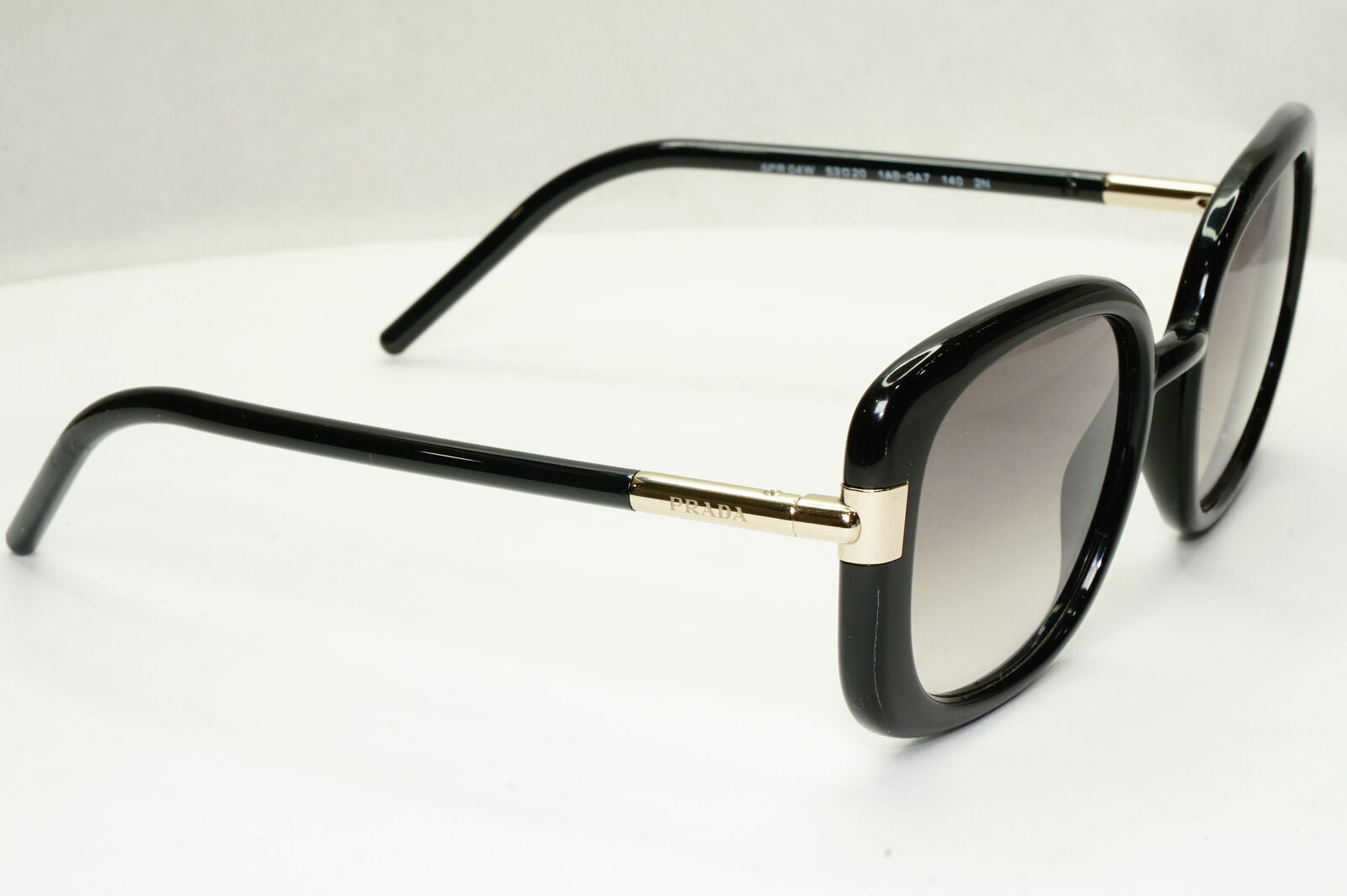 Prada Sunglasses Black Gold Square Grey Gradient 53mm PR04WS SPR 04W 1AB-0A7