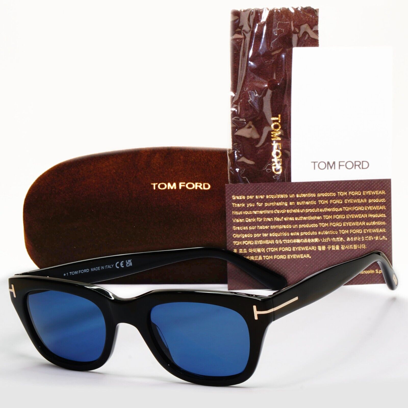Tom Ford Sunglasses Black Glossy Dark Bue Spectre Bond FT5178 TF 5178 001 50mm
