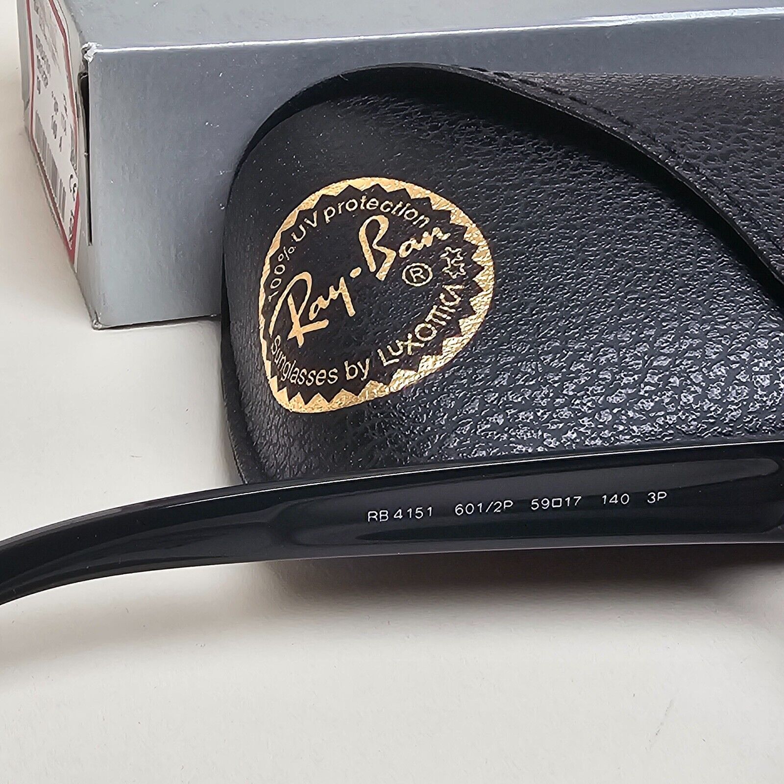 Ray-Ban Sunglasses Polarised Black Rectangle Green Square RB 4151 601/2P 59mm