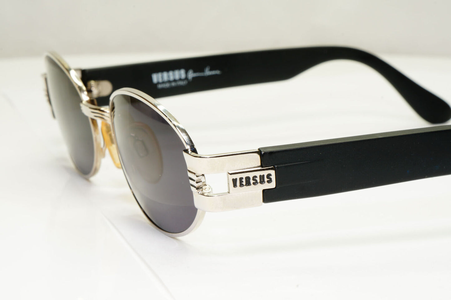 Versus 1996 by Gianni Versace Vintage Silver Black Sunglasses MOD F30 COL 12M