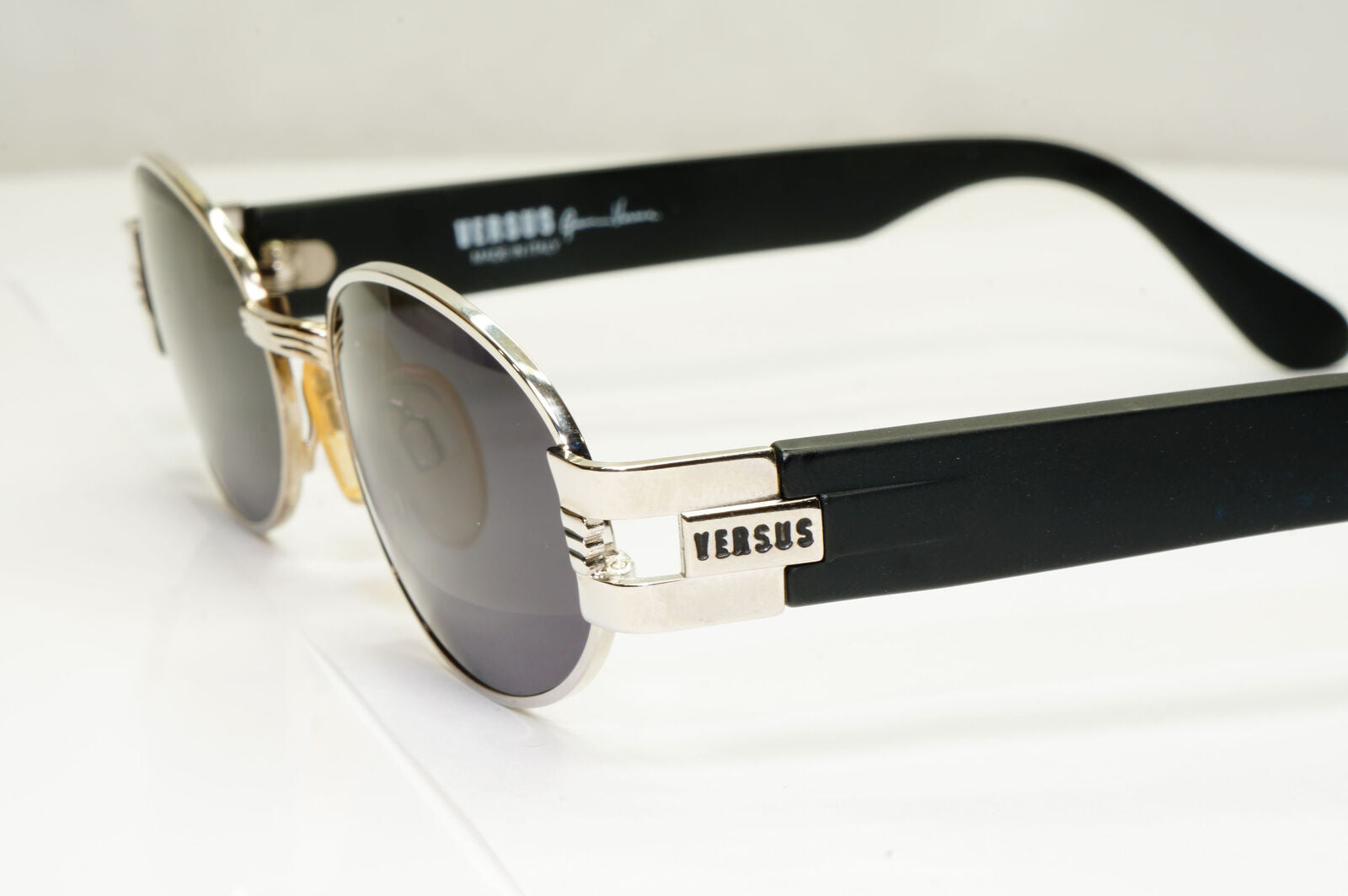 Versus 1996 by Gianni Versace Vintage Silver Black Sunglasses MOD F30 COL 12M