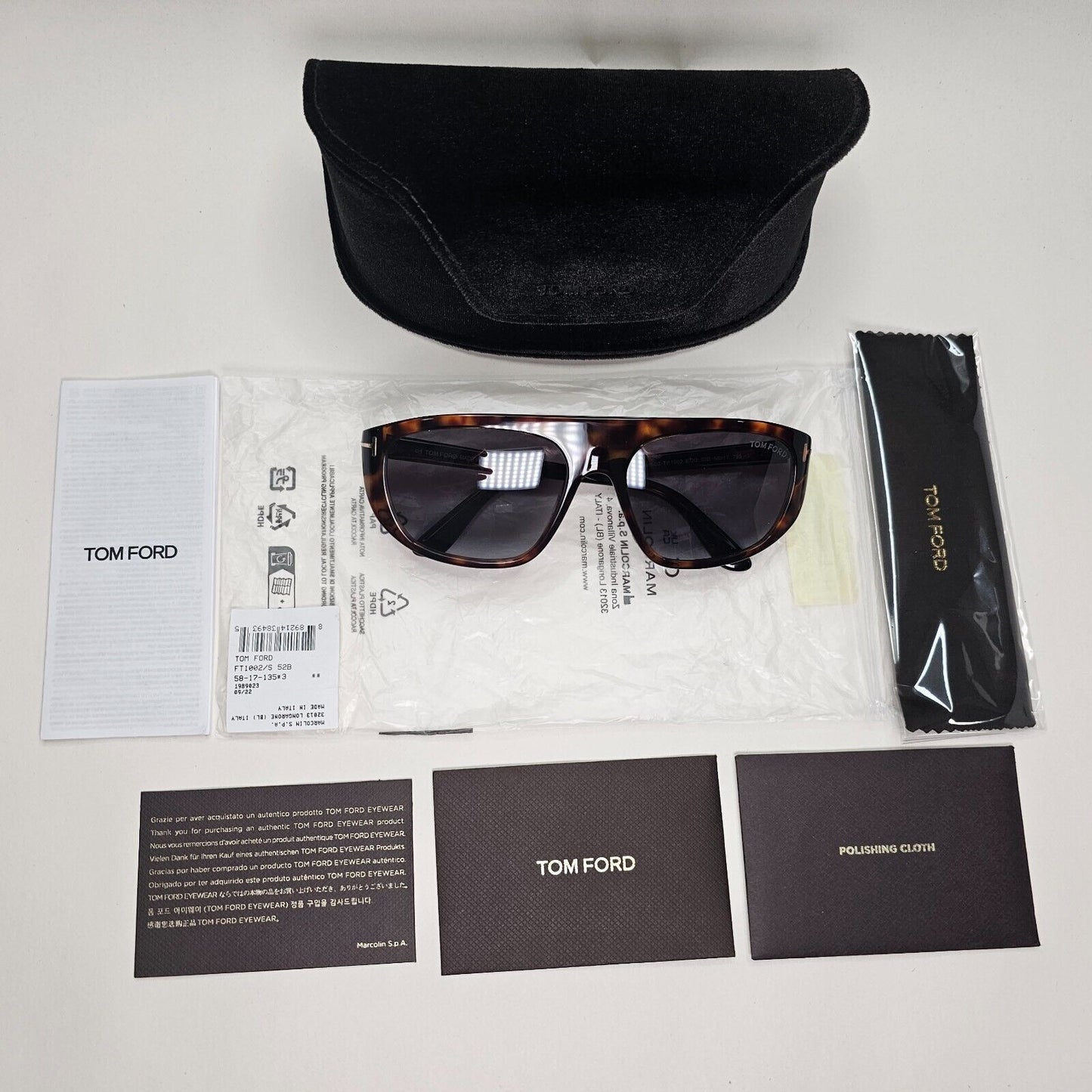 Tom Ford Sunglasses Edward-02 Brown Tortoise Grey Gradient FT1002 TF 1002 52B