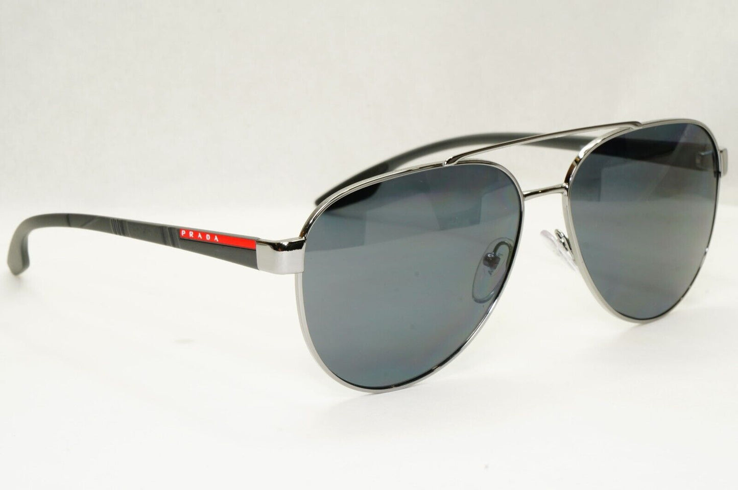 Prada Sunglasses Polarized Gunmetal Grey Metal Pilot PS54TS SPS 54T 5AV-5Z1