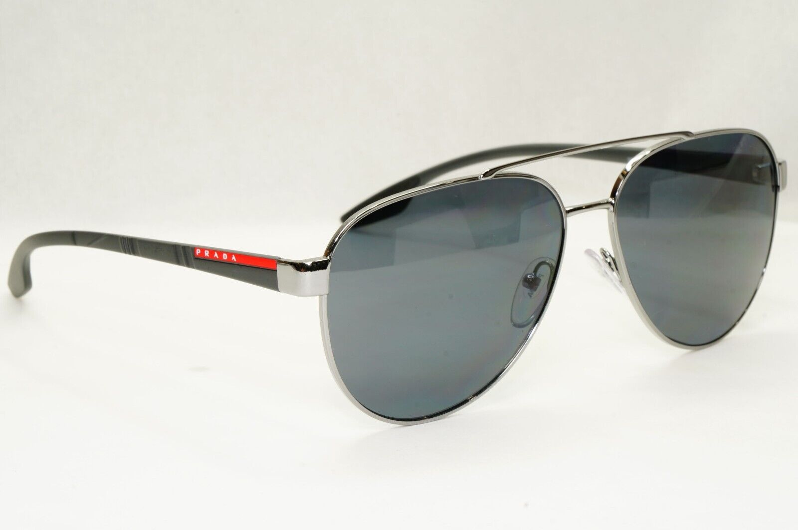 Prada Sunglasses Polarized Gunmetal Grey Metal Pilot PS54TS SPS 54T 5AV-5Z1