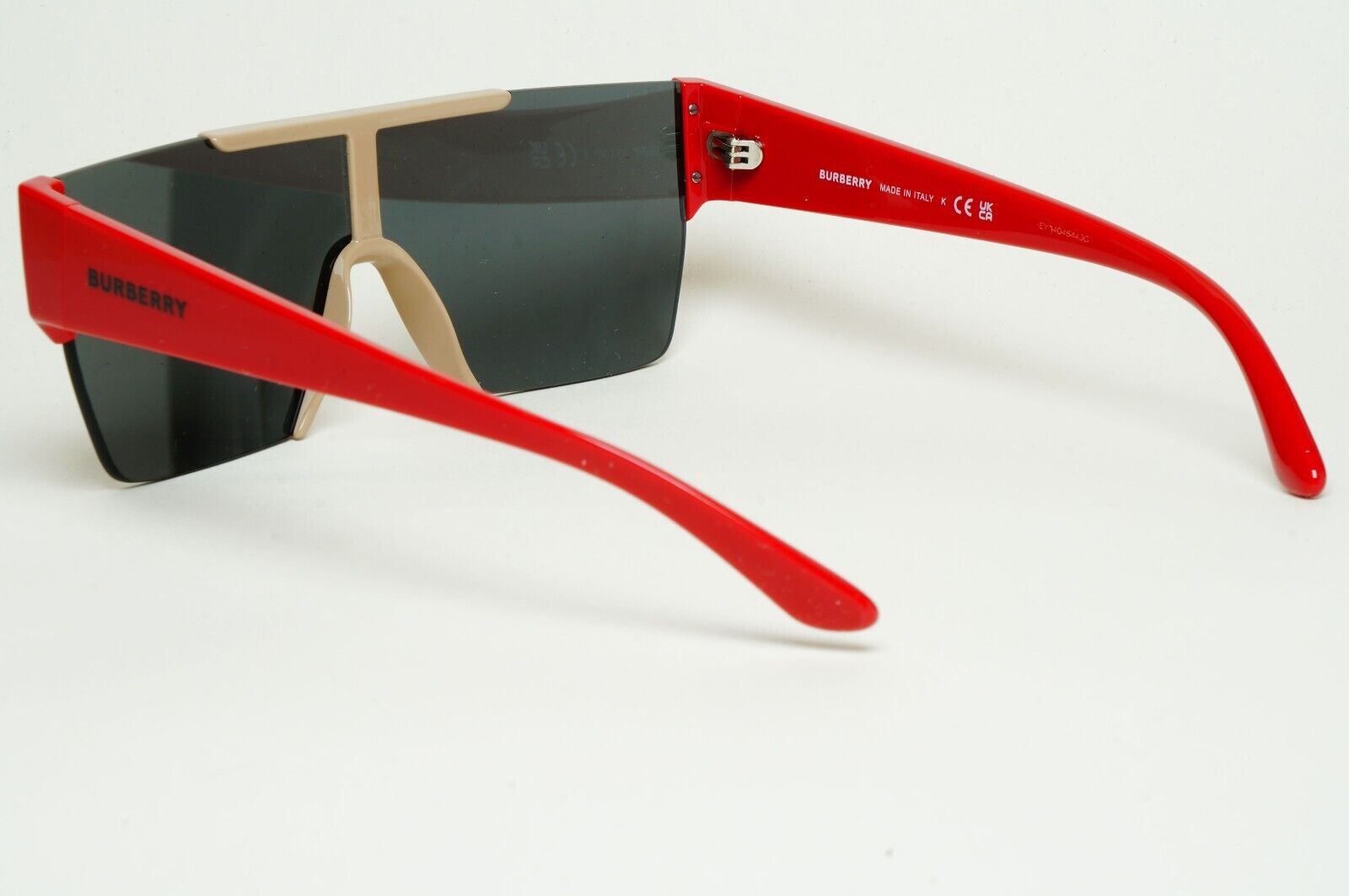Burberry Sunglasses Red Black Beige Shield Visor Square Unisex BE 4291