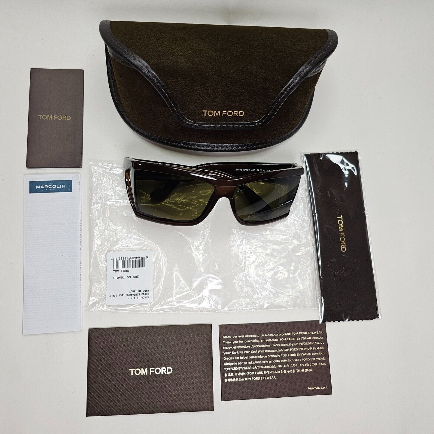 Tom Ford Sunglasses Sasha Dark Brown Square Side Window FT0401 TF 401 48E 59mm