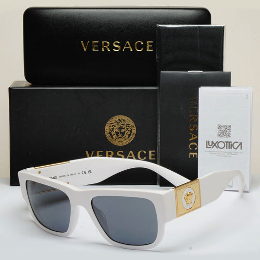 Versace Sunglasses White Gold Medusa Grey Square MOD VE 4406 314/87 56mm