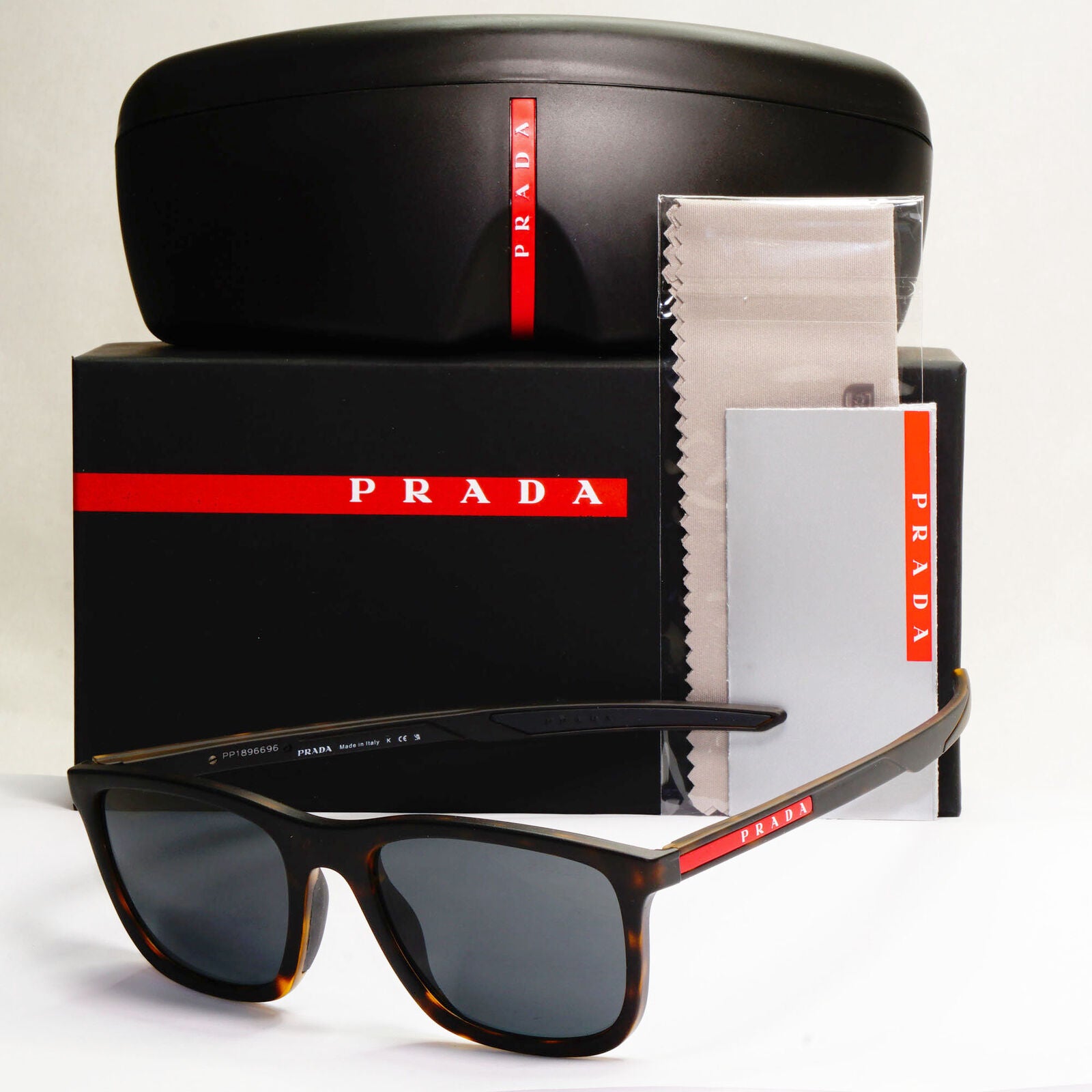 Prada Sunglasses Dark Brown Tortoiseshell Square Grey PS10WS SPS 10W 581-06F