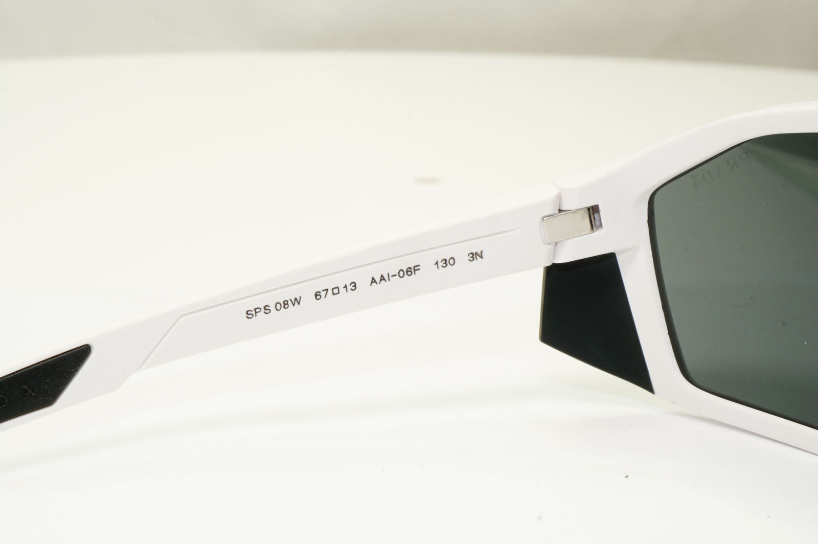 Prada White Black Sunglasses Wrap Red Stripe Mens Rossa PS08WS SPS 08W AAI-06F
