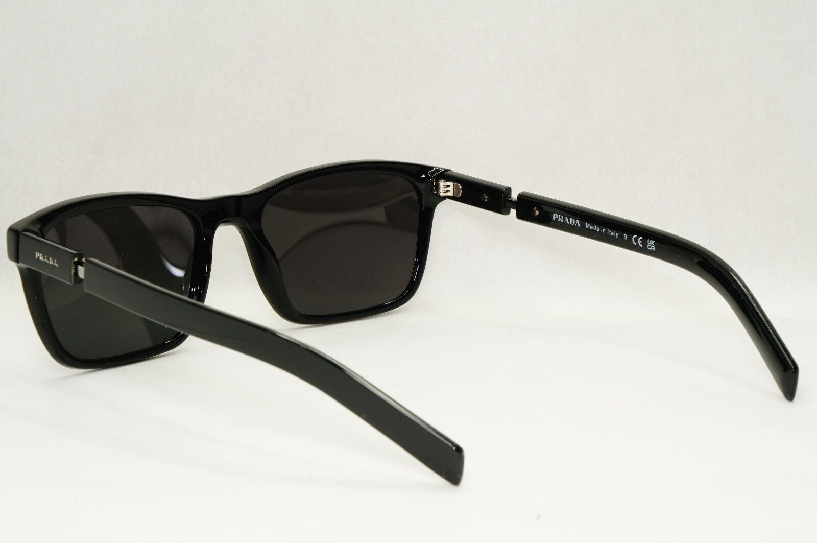 Prada Sunglasses Black Square Glossy Fashion PR16XV VPR 16X 1AB-1O1 55mm