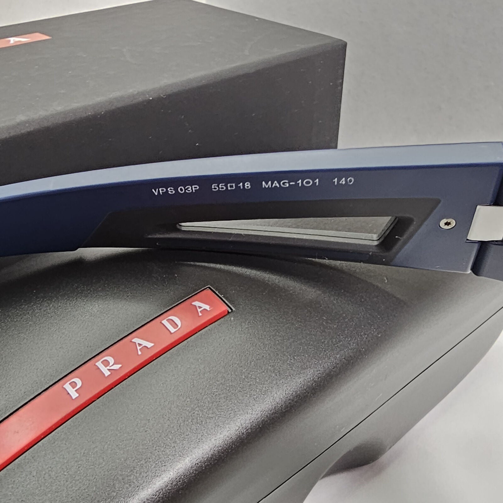 Prada Sunglasses Blue Black Red Linea Rossa Square Wrap PS03PV VPS 03P MAG-1O1
