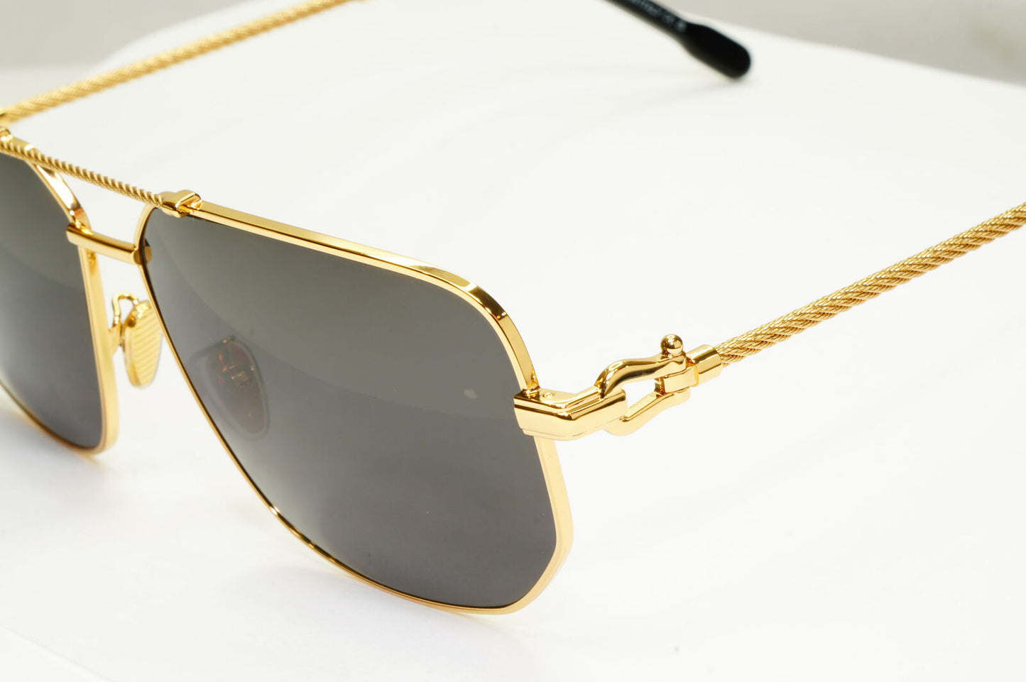 Fred Sunglasses FG50013U Gold Black Cable Twist Square Pilot 030 Force 10