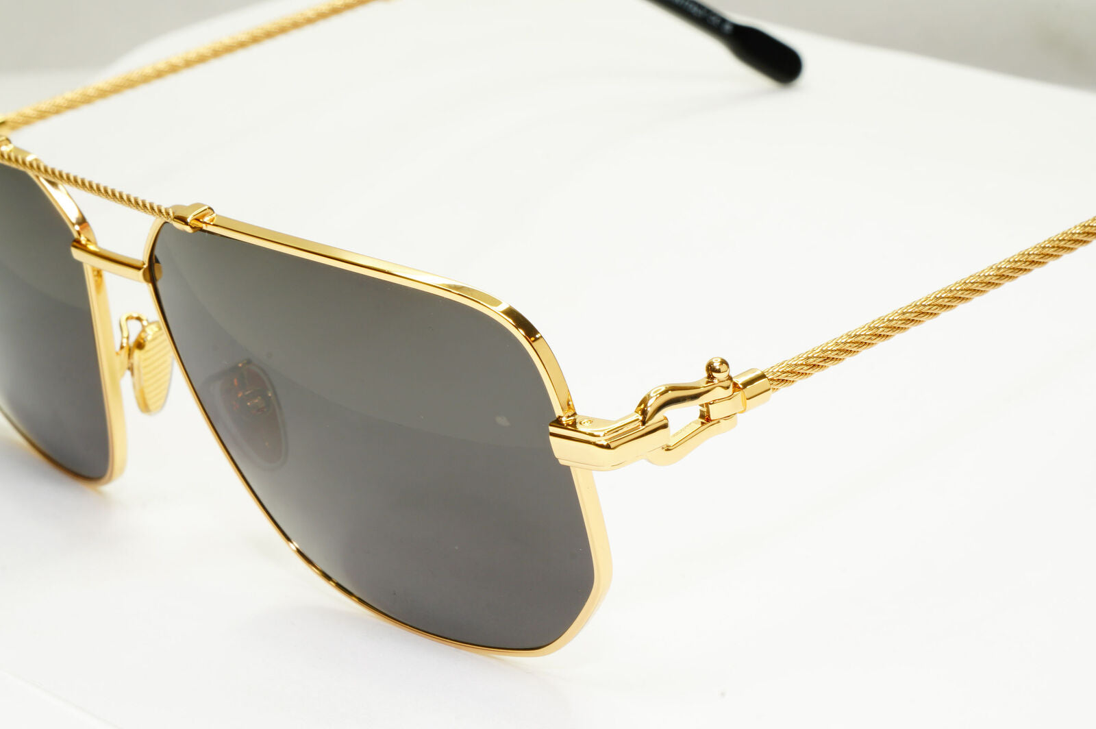 Fred Sunglasses FG50013U Gold Black Cable Twist Square Pilot 030 Force 10