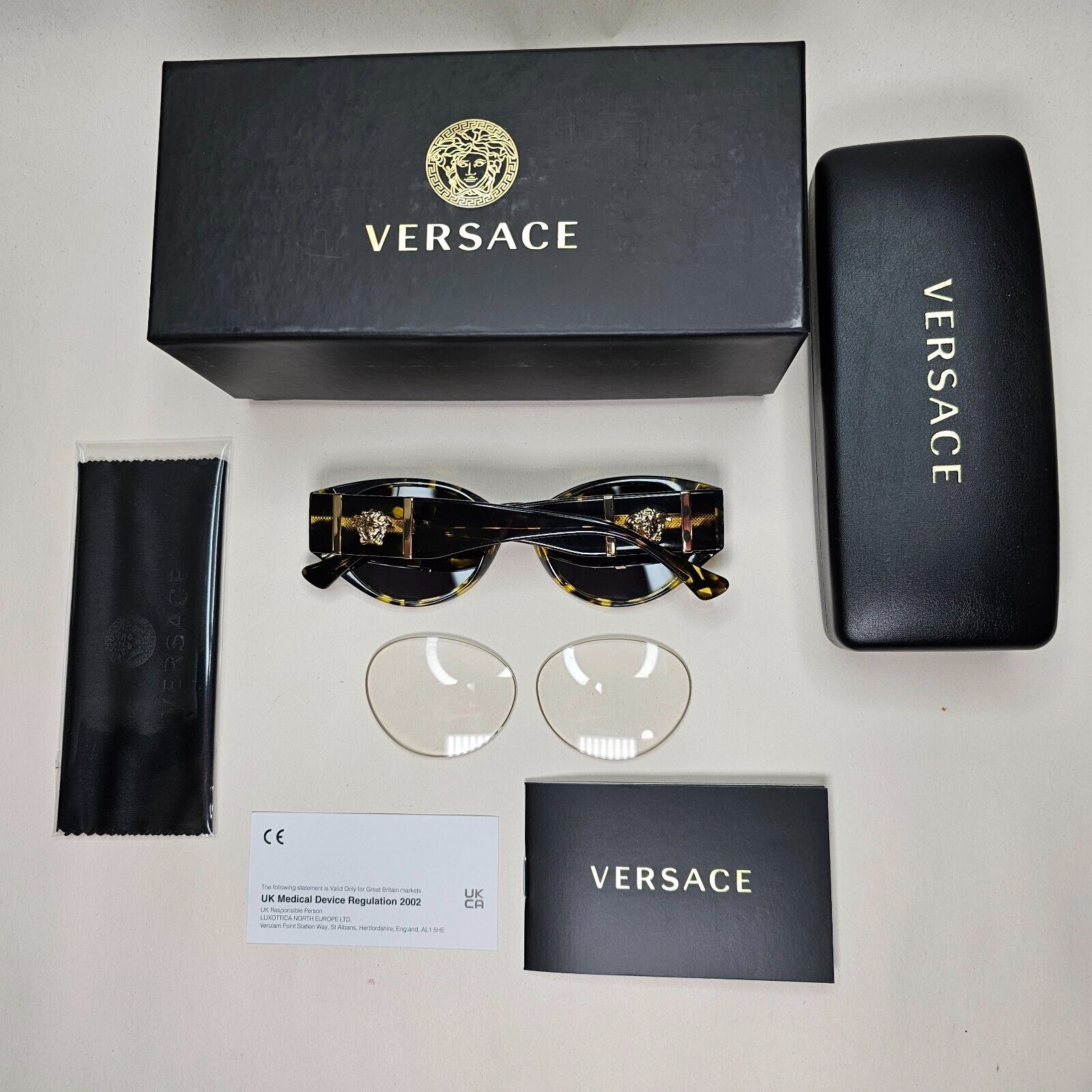 Versace Sunglasses Brown Black Gold Havana Marble Medusa MOD VE 3345 5428 52mm