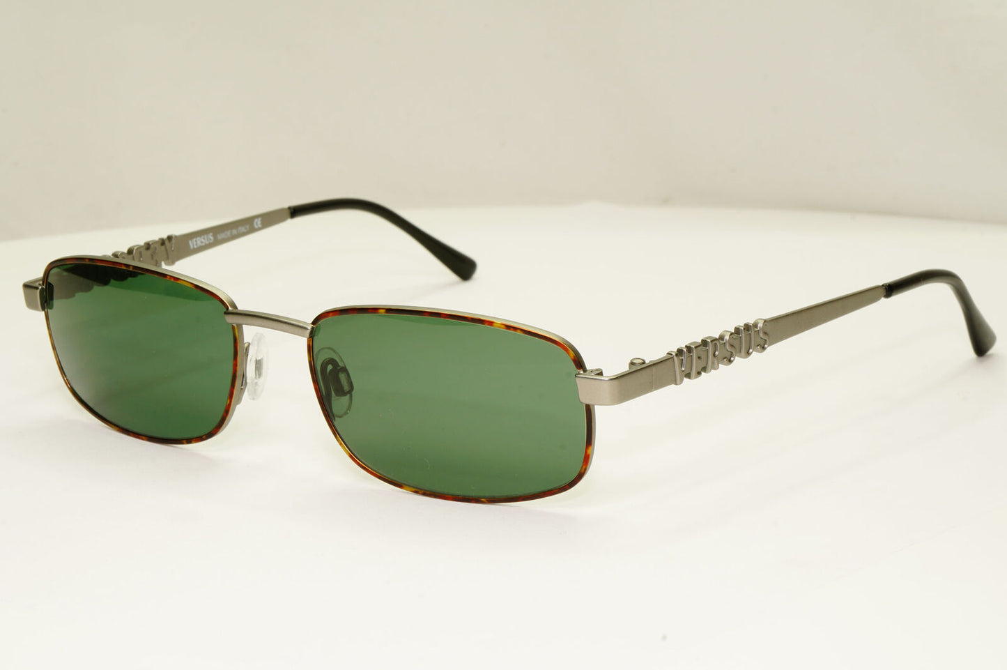 Versus 1995 Vintage Silver Green Metal Sunglasses Gianni Versace MOD R27 COL 27M