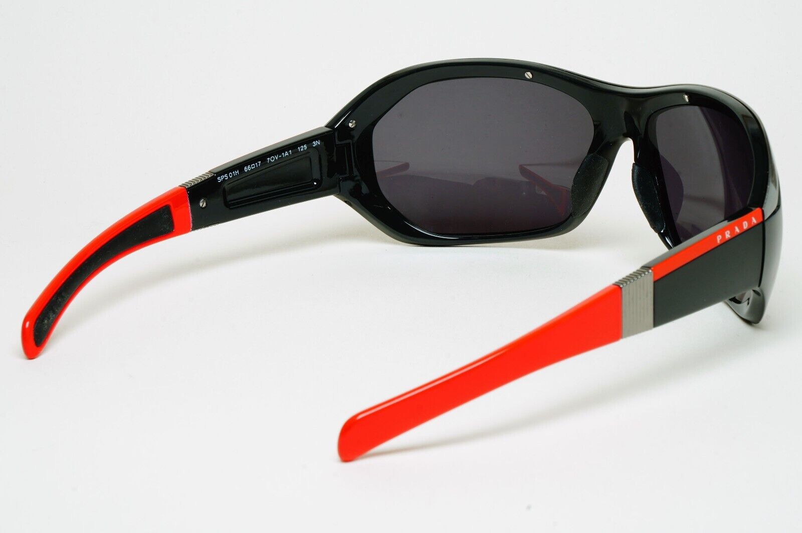 Prada Sunglasses 2006 Vintage Black Red Wrap Rossa PS01HS SPS 01H 7OV-1A1 070125