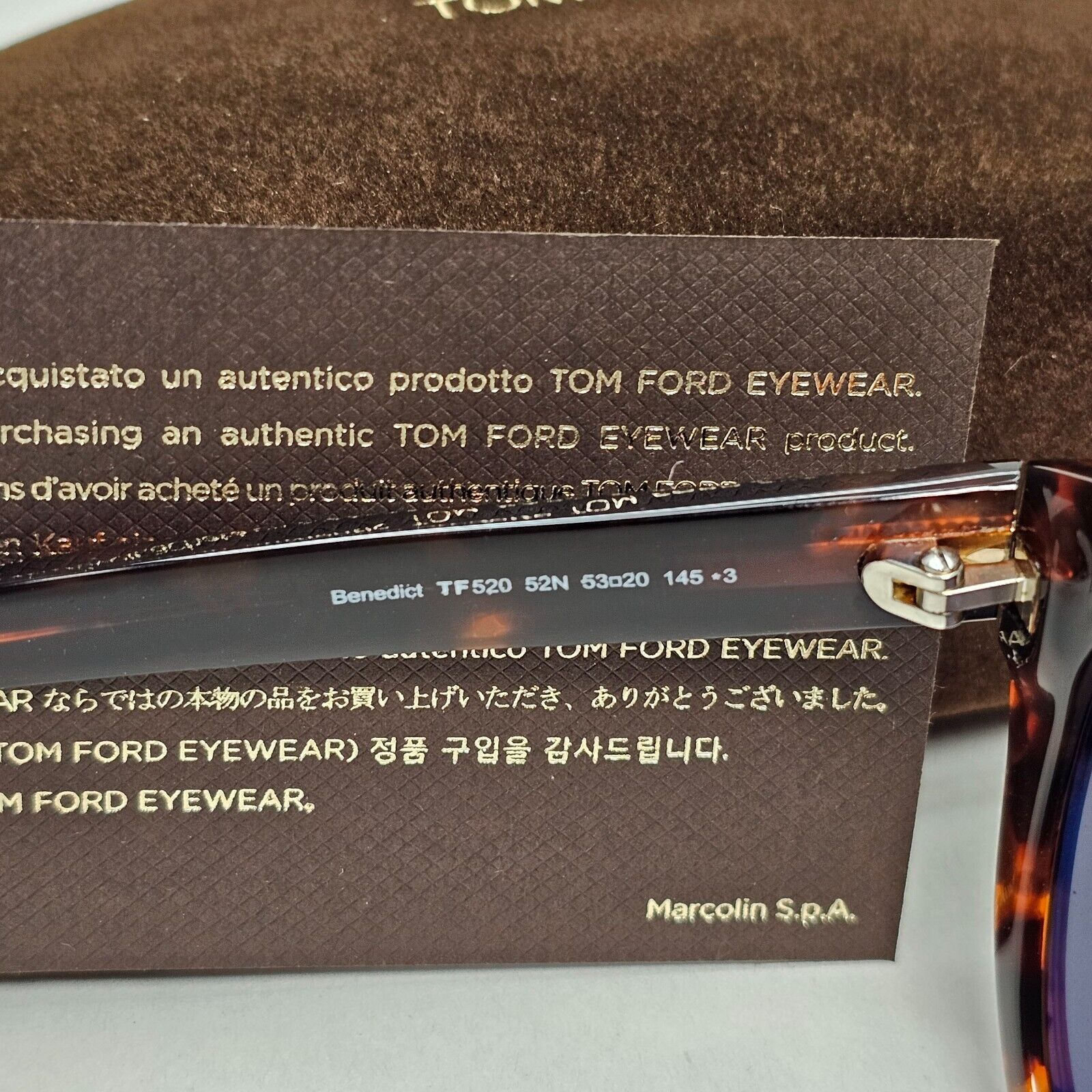 Tom Ford Sunglasses Benedict Brown Tortoiseshell Havana Green FT0520 TF 520 52N
