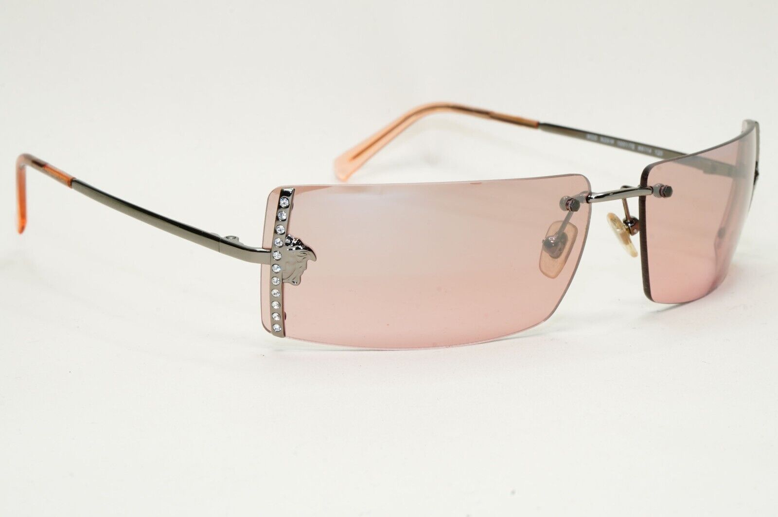 Versace Sunglasses 2003 Vintage Rimless Gunmetal Pink MOD N29/H 1001/7E 120824
