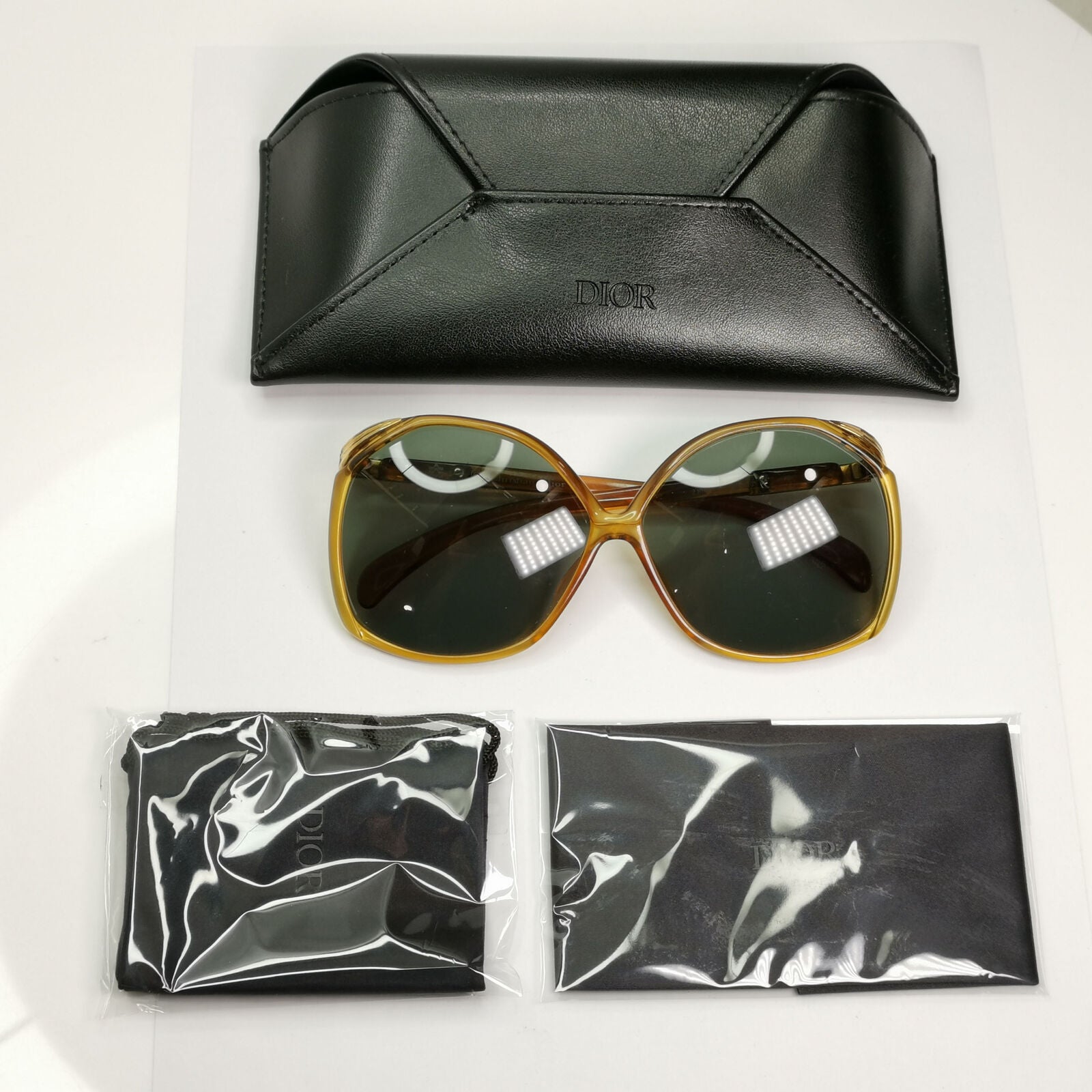 Dior 1990s Vintage Sunglasses Brown Honey Green Square Germany 2104 10 251122