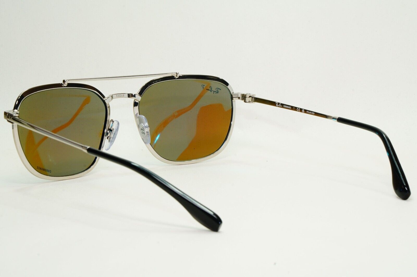 Ray-Ban Sunglasses Chromance Polarised Mirror Black Blue Silver RB 3708 9144/4L